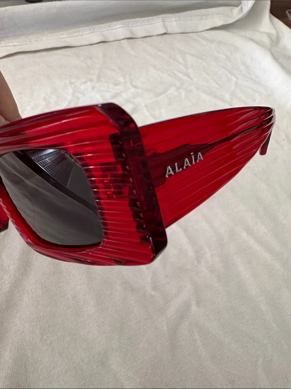 Alaïa Red Rectangular Women's Sunglasses new in box